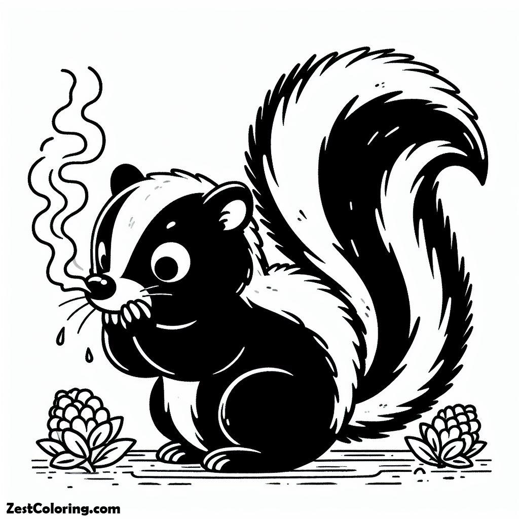 skunk, The Skunk Smell Something Coloring Page: The Skunk Smell Something Coloring PageFull Size Image