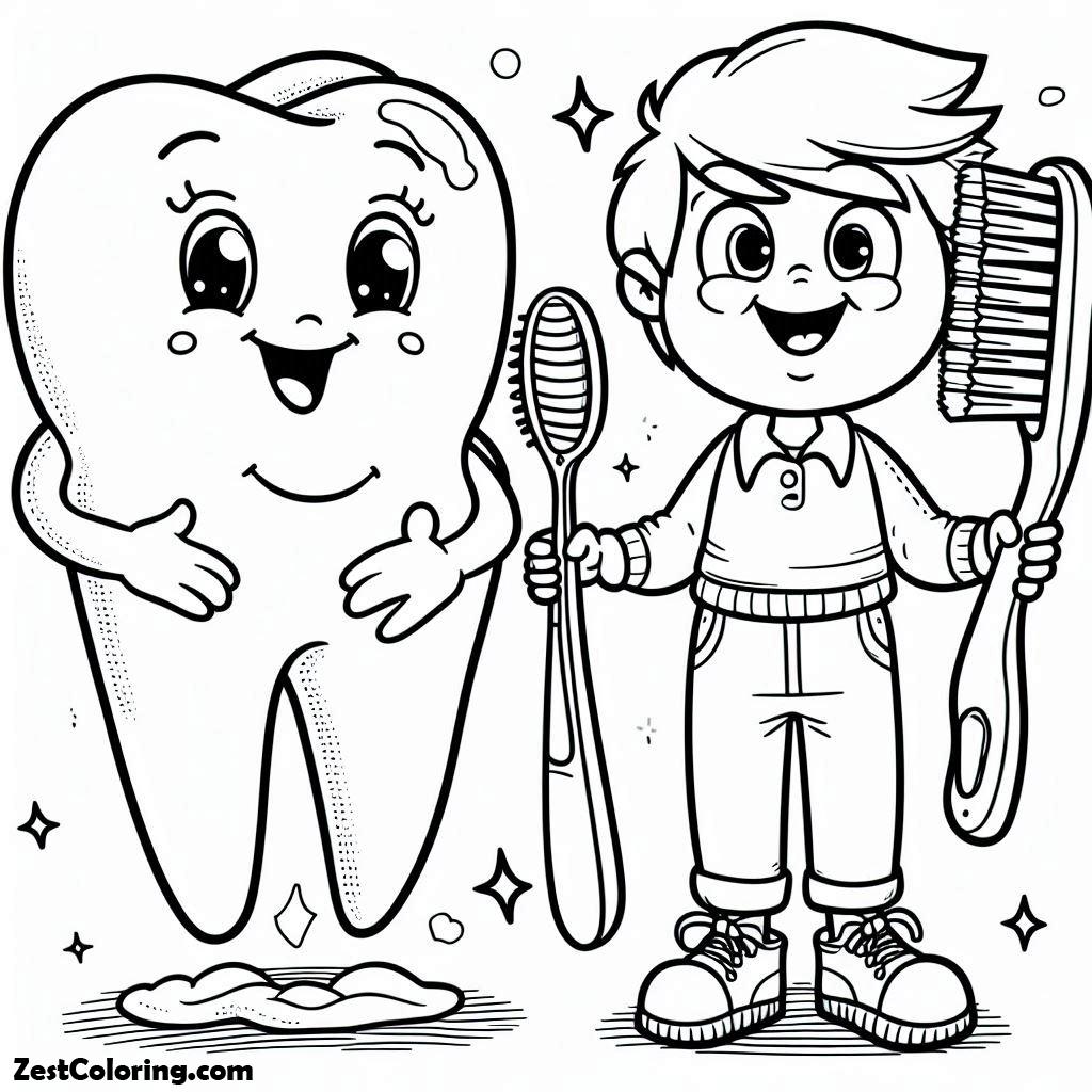 Tooth For Coloring Tooth Happy Coloring Teeth Dental Pages Template Clip Printable Clipart ...