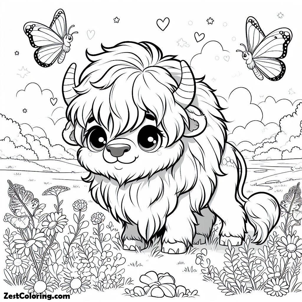 Bison, A Cute Hairy Male Bison Coloring Page: A Cute Hairy Male Bison Coloring PageFull Size Image