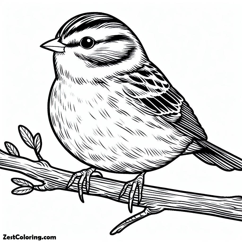 Bird, A Fat Chipping Sparrow Bird Coloring Page: A Fat Chipping Sparrow Bird Coloring PageFull Size Image