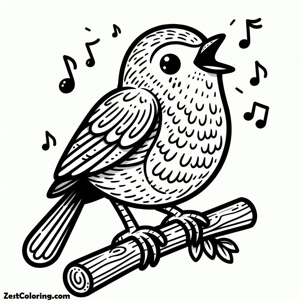 Bird, A Little Robin Bird Is Chirping Beautifully Coloring Page: A Little Robin Bird Is Chirping Beautifully Coloring PageFull Size Image