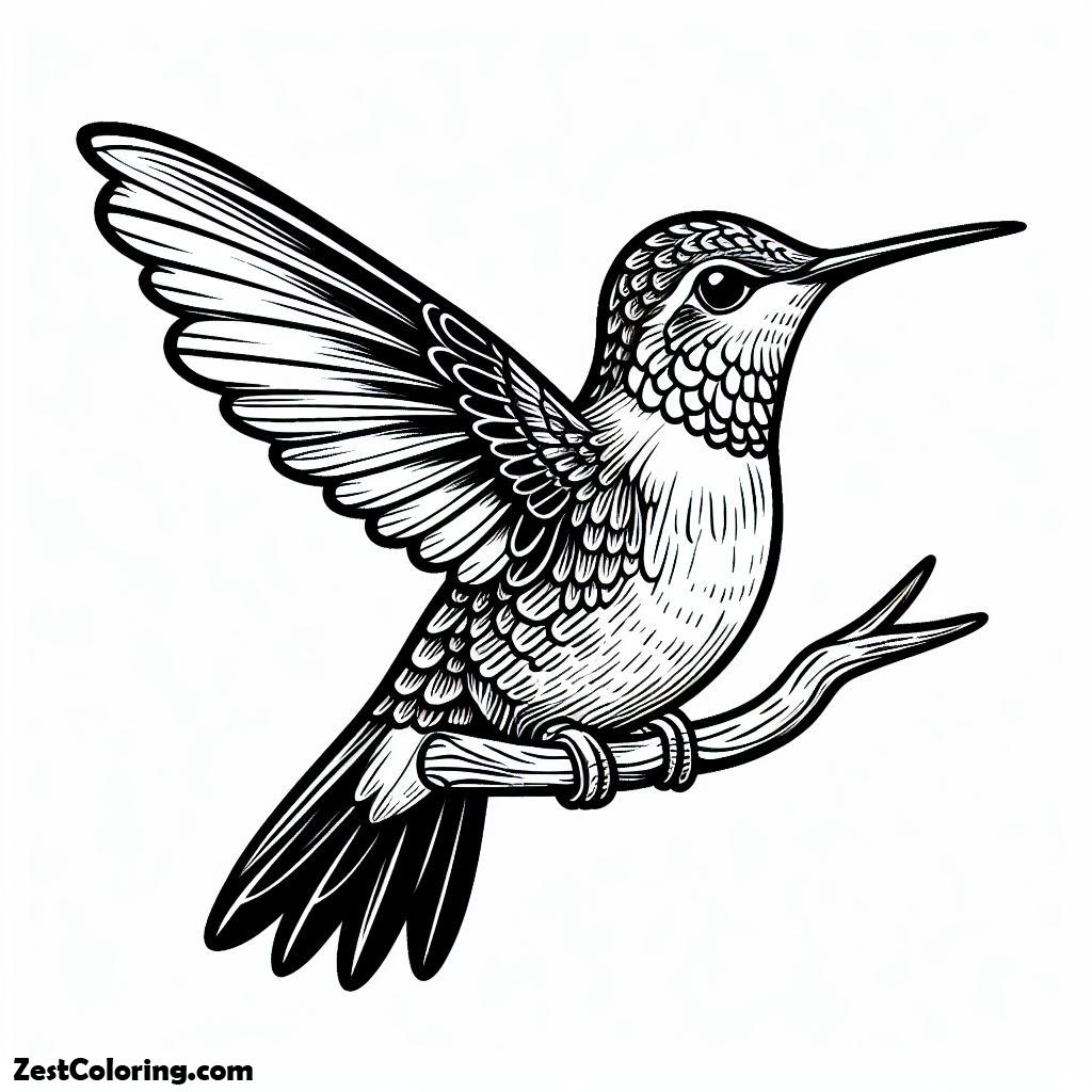 Bird, A Little Ruby Throated Hummingbird Want To Fly Coloring Page: A Little Ruby Throated Hummingbird Want To Fly Coloring PageFull Size Image