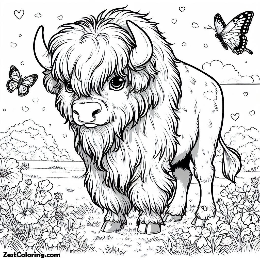 Bison, A Strong Hairy Male Bison Coloring Page: A Strong Hairy Male Bison Coloring PageFull Size Image
