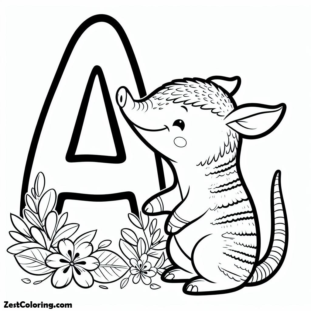 Alphabet A, Alphabet A For Aardvark 1 Coloring Page: Alphabet A For Aardvark 1 Coloring PageFull Size Image