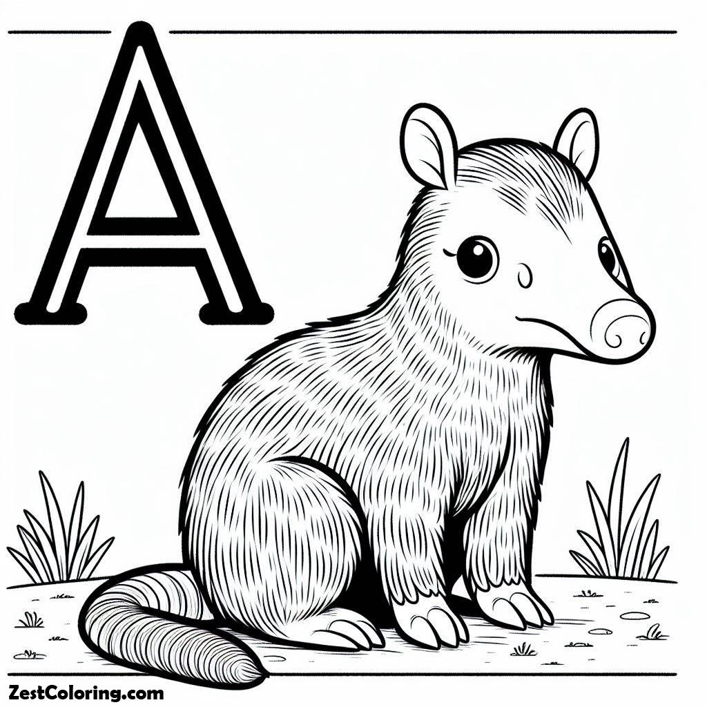Alphabet A, Alphabet A For Aardvark Coloring Page: Alphabet A For Aardvark Coloring PageFull Size Image