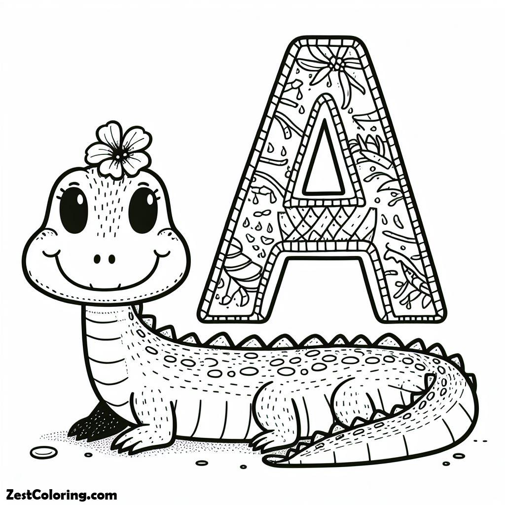 Alphabet A For Alligator 1 Coloring Page : Coloring for Kids – Smart ...