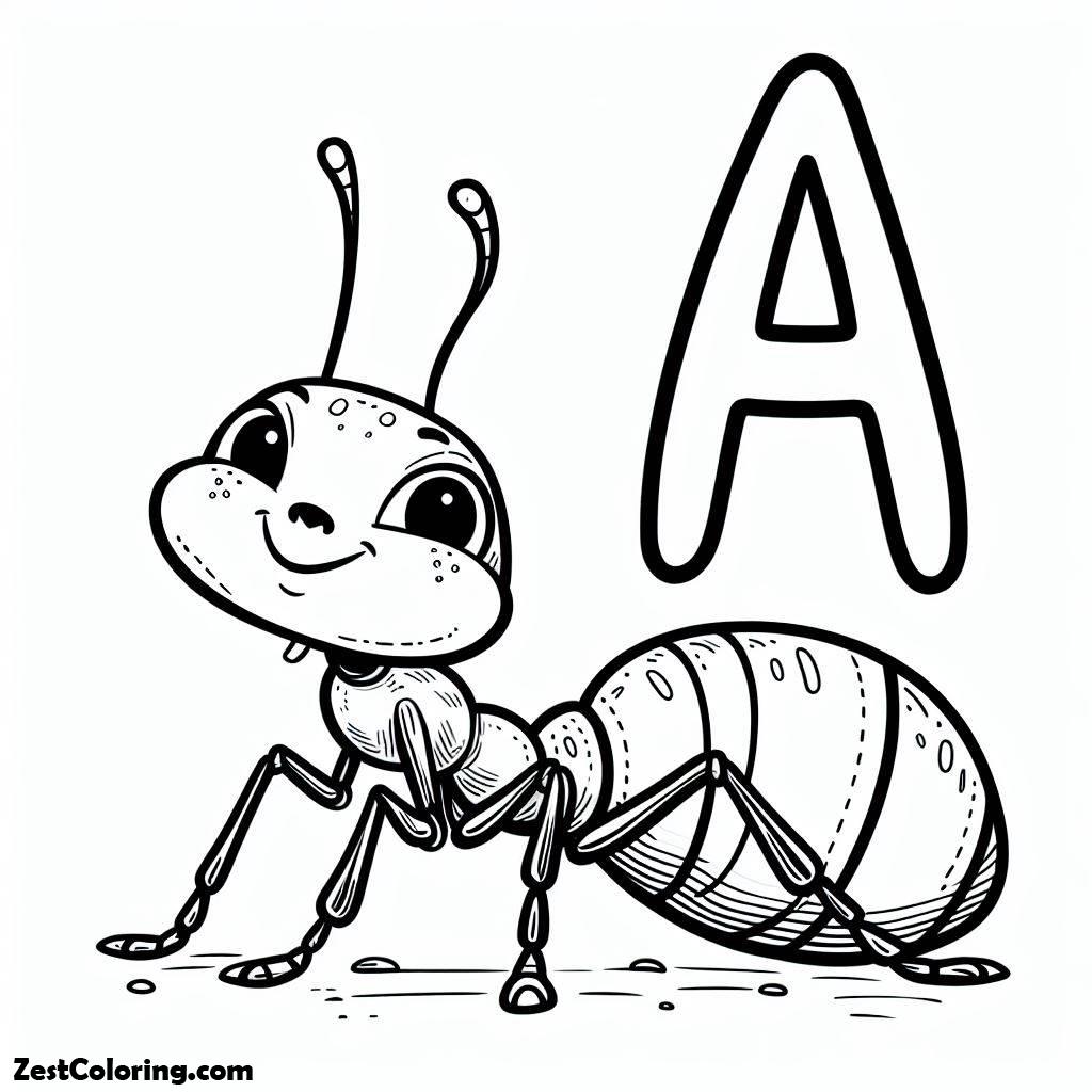 Alphabet A, Alphabet A For Ant Coloring Page: Alphabet A For Ant Coloring PageFull Size Image