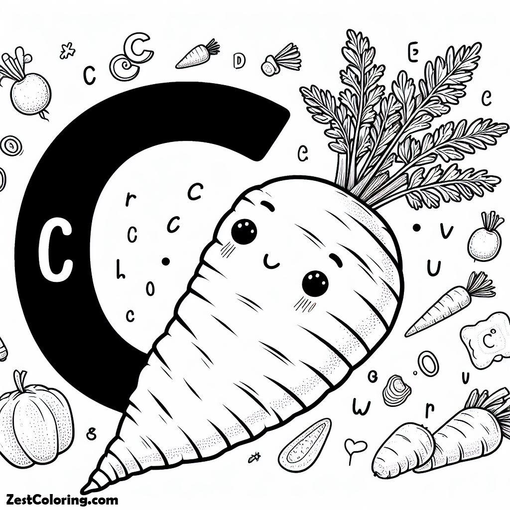 Alphabet C, Alphabet C For Carrot 1 Coloring Page: Alphabet C For Carrot 1 Coloring PageFull Size Image