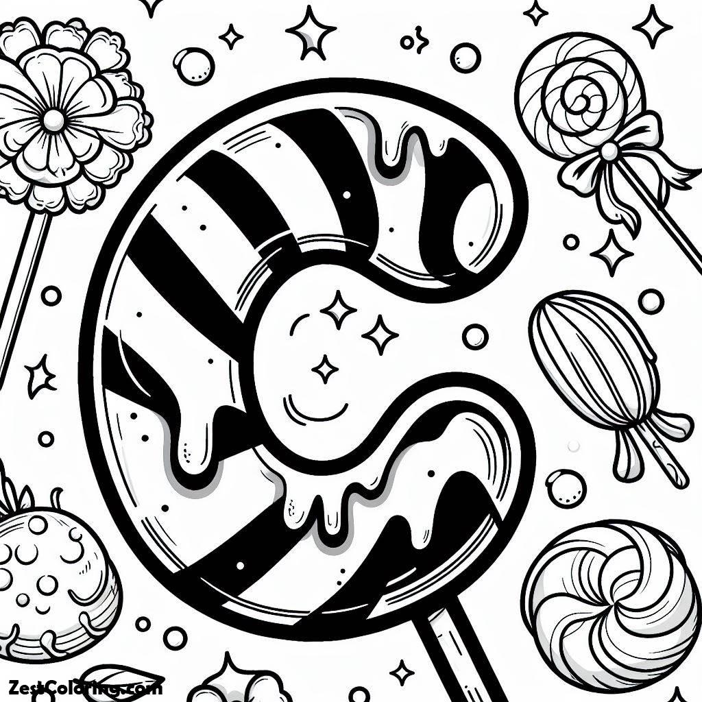 Alphabet C, Alphabet C For Sweet Candy Coloring Page: Alphabet C For Sweet Candy Coloring PageFull Size Image