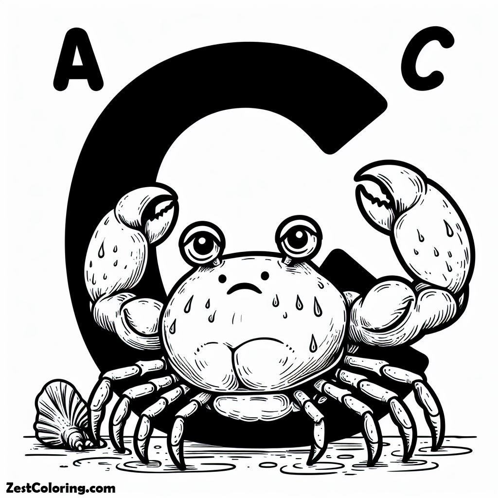 Alphabet C, Alphabet C For Wet Crab Coloring Page: Alphabet C For Wet Crab Coloring PageFull Size Image