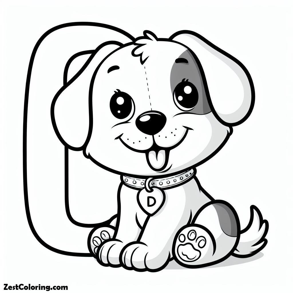 Alphabet D, Alphabet D For Amazing Dog Coloring Page: Alphabet D For Amazing Dog Coloring PageFull Size Image