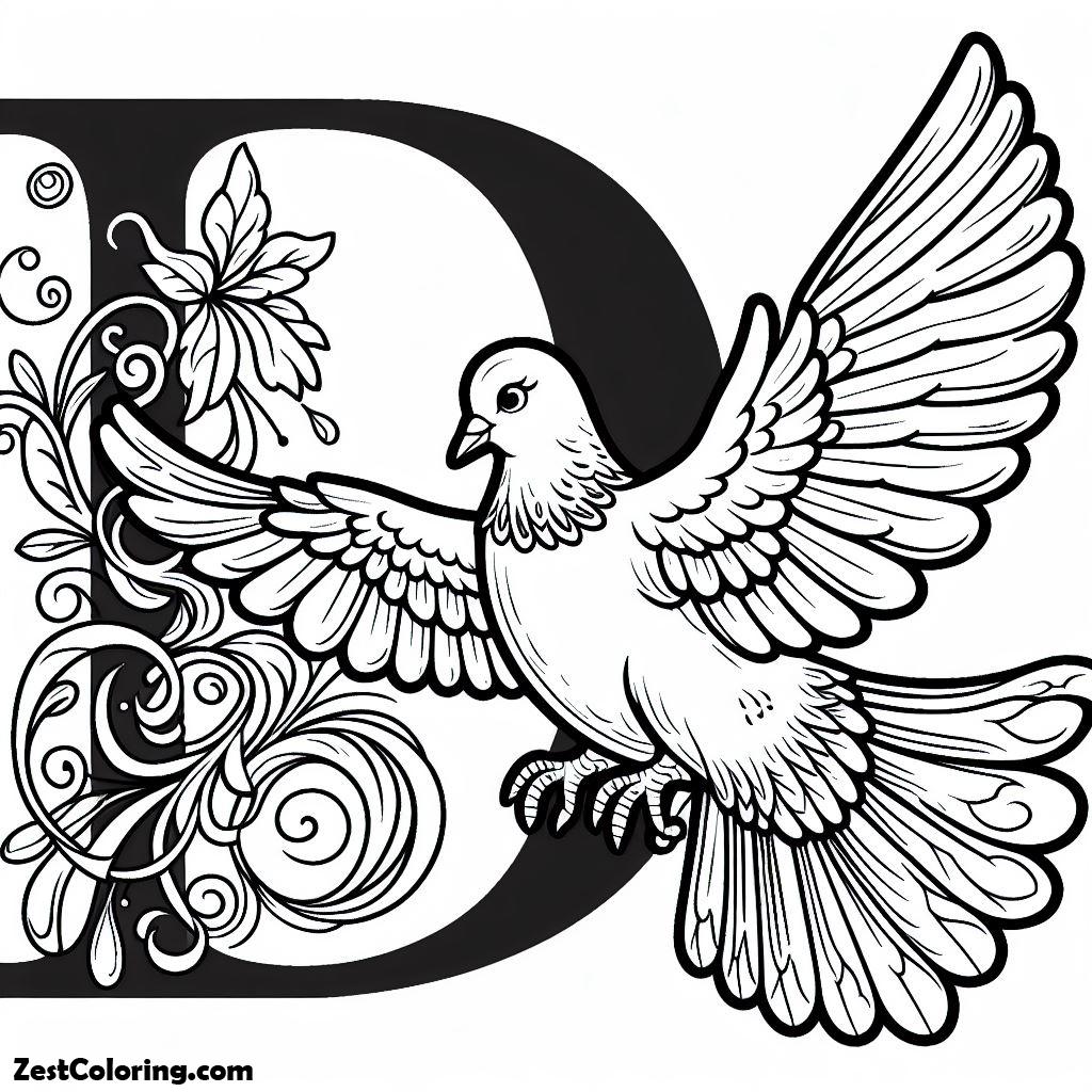 Alphabet D, Alphabet D For Amazing Dove Coloring Page: Alphabet D For Amazing Dove Coloring PageFull Size Image