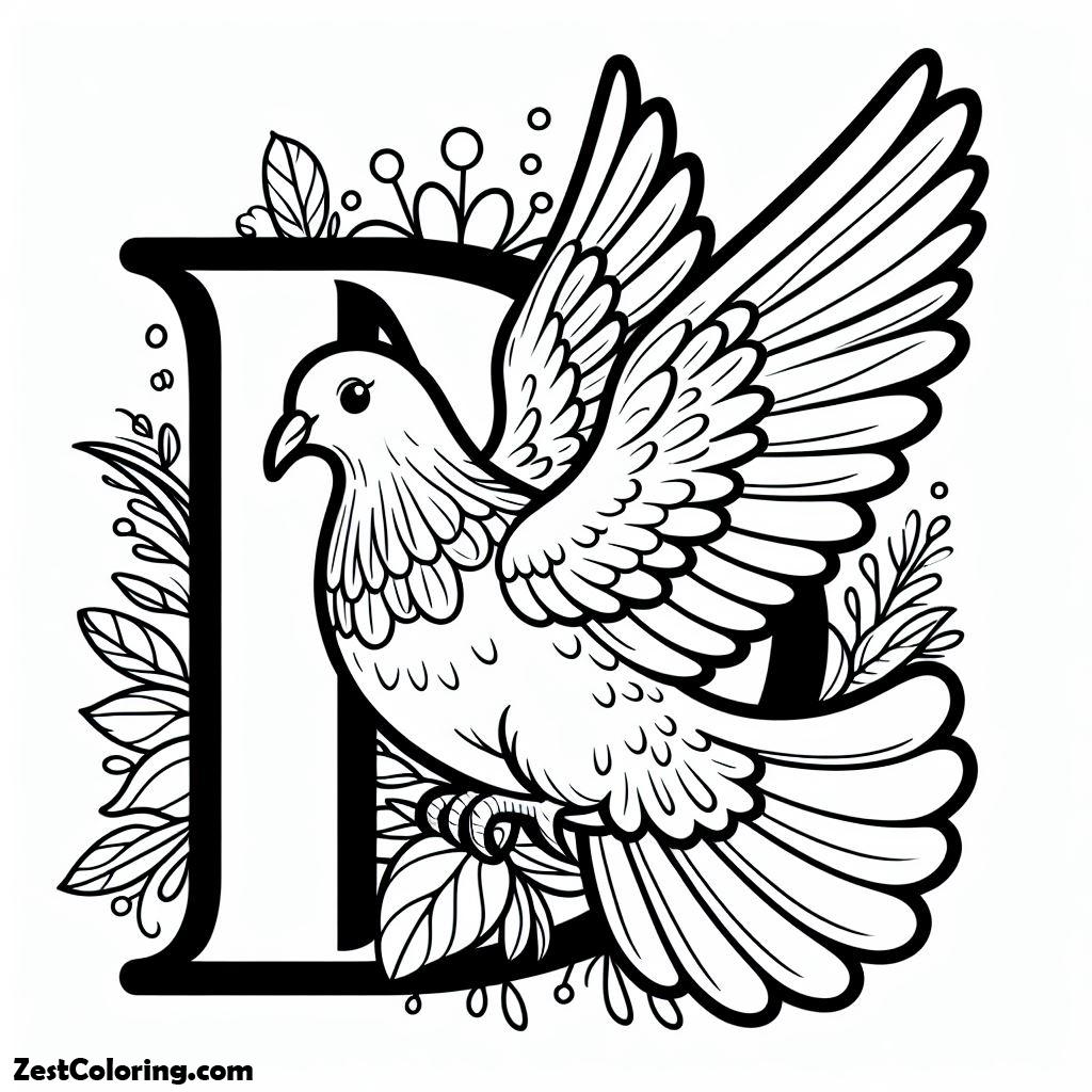 Alphabet D, Alphabet D For Beautiful Dove Coloring Page: Alphabet D For Beautiful Dove Coloring PageFull Size Image