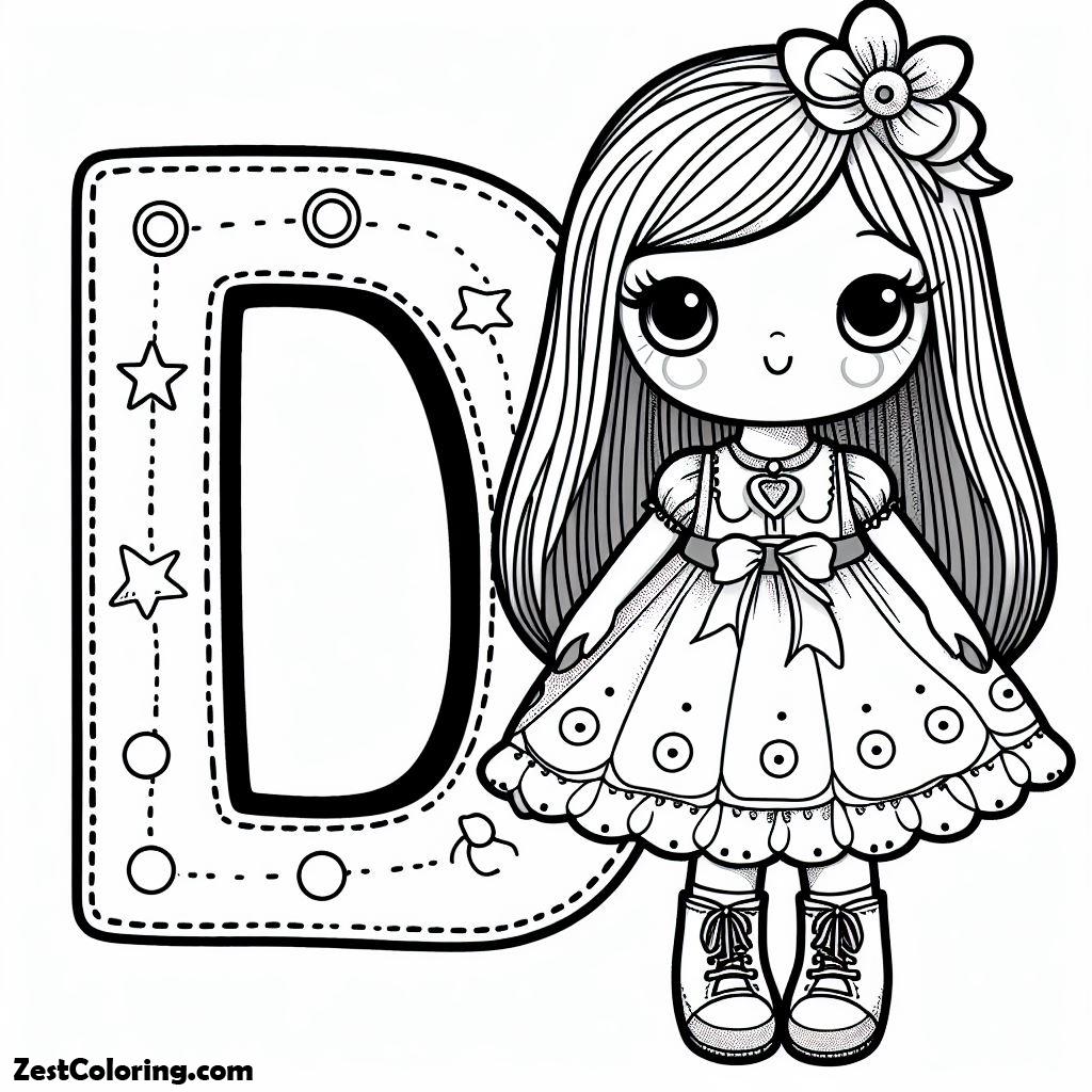 Alphabet D, Alphabet D For Doll Coloring Page: Alphabet D For Doll Coloring PageFull Size Image