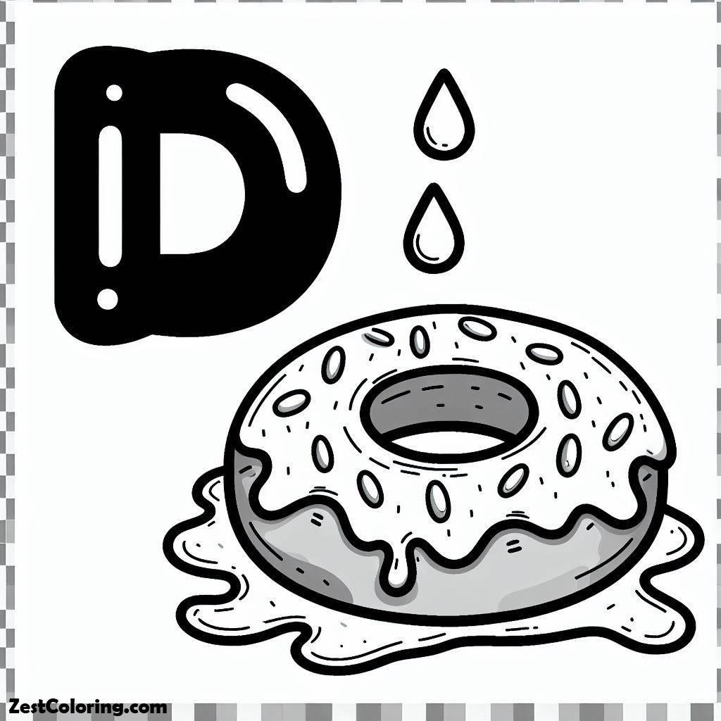 Alphabet D, Alphabet D For Donut Coloring Page: Alphabet D For Donut Coloring PageFull Size Image