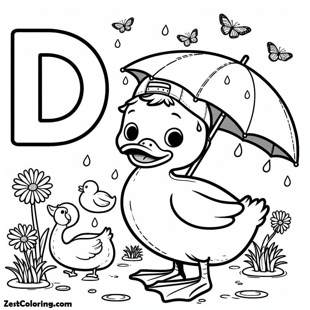Alphabet D, Alphabet D For Duck Coloring Page: Alphabet D For Duck Coloring PageFull Size Image