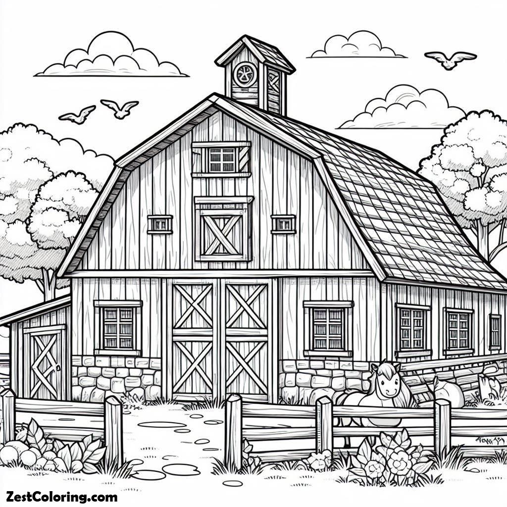 Coloring Pages Of Barns — Illustration 5 Coloring Pages Of Barns — Illustration 5