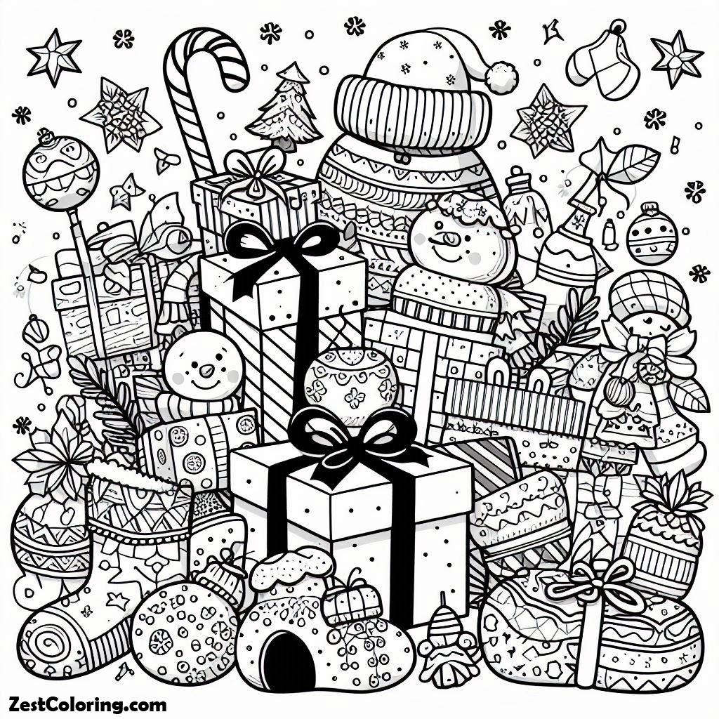 Christmas, Amazing Christmas Presents On Christmas Coloring Page: Amazing Christmas Presents On Christmas Coloring PageFull Size Image