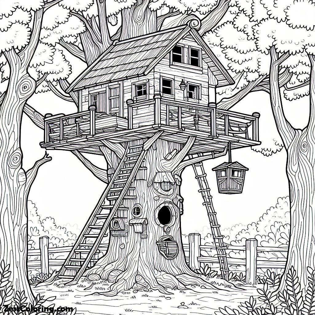 Treehouse Colour In Amazing Design Of Treehouse Coloring Page : Coloring for Kids – Smart ...