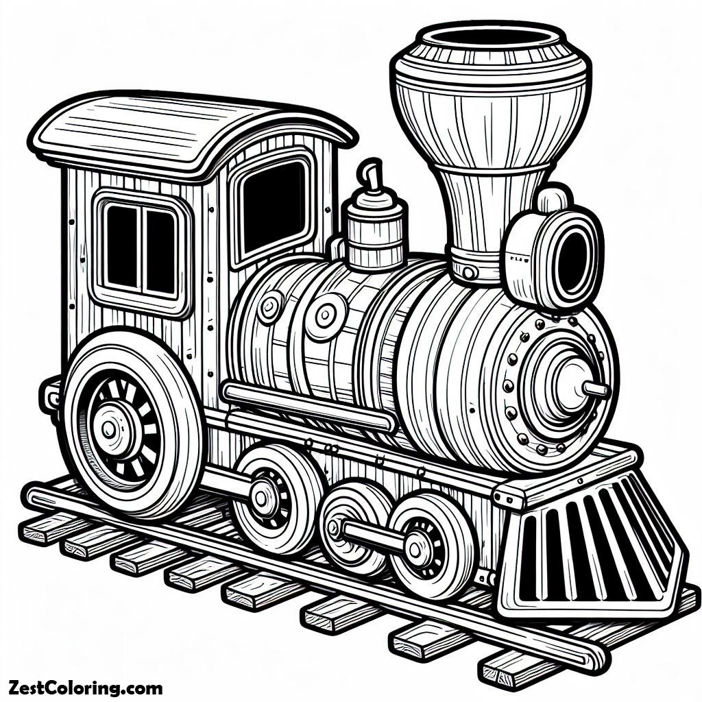 Train, AmazingToy Train With Rail Coloring Page: AmazingToy Train With Rail Coloring PageFull Size Image