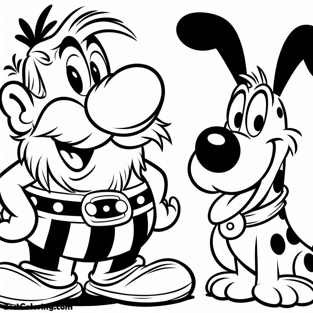Asterix, Asterix And Dogmatix Are Best Friend In The Adventure Of Asterix Coloring Page Coloring Page: Asterix And Dogmatix Are Best Friend In The Adventure Of Asterix Coloring Page Coloring PageFull Size Image