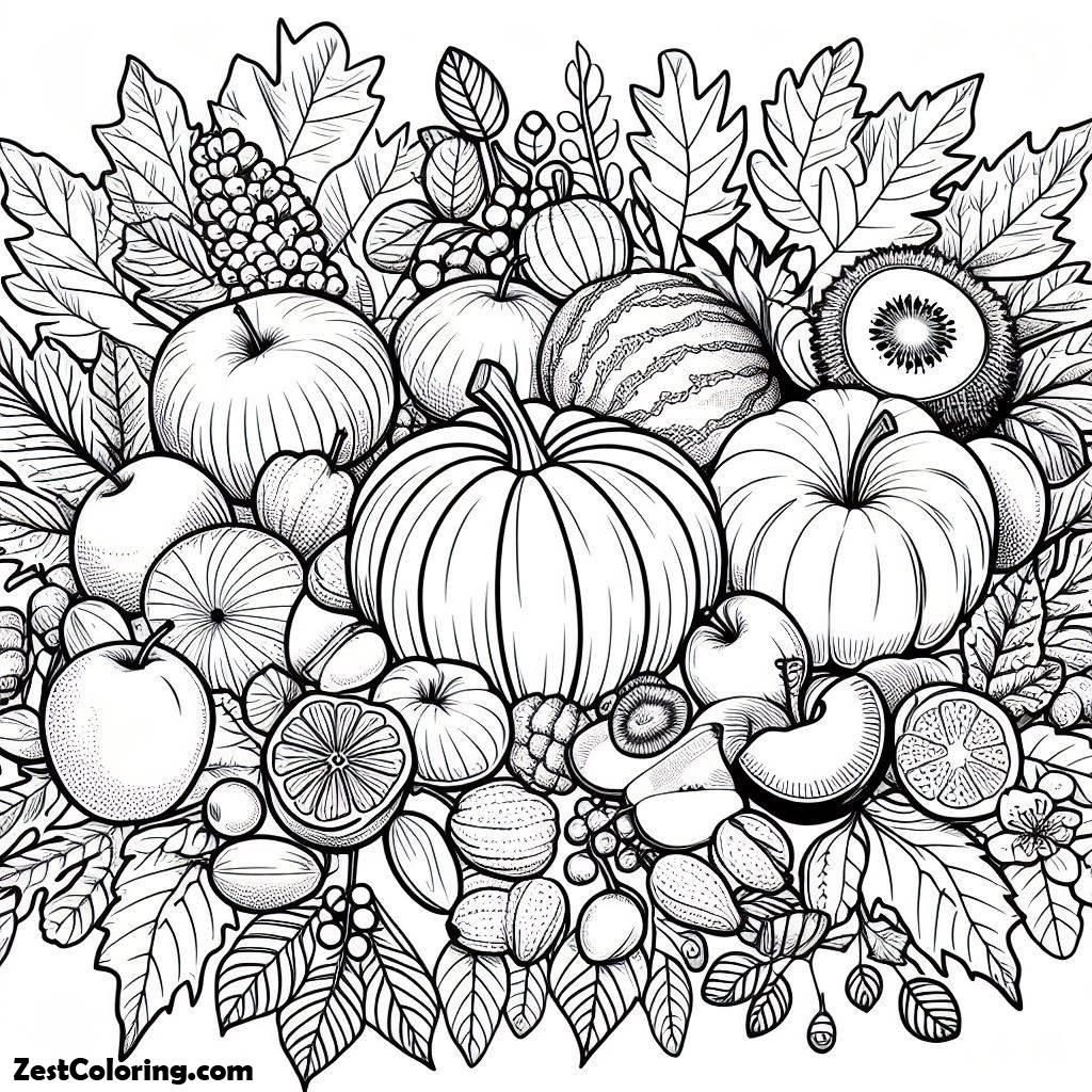 Autumn, Autumn Season Fruit Coloring Page: Autumn Season Fruit Coloring PageFull Size Image