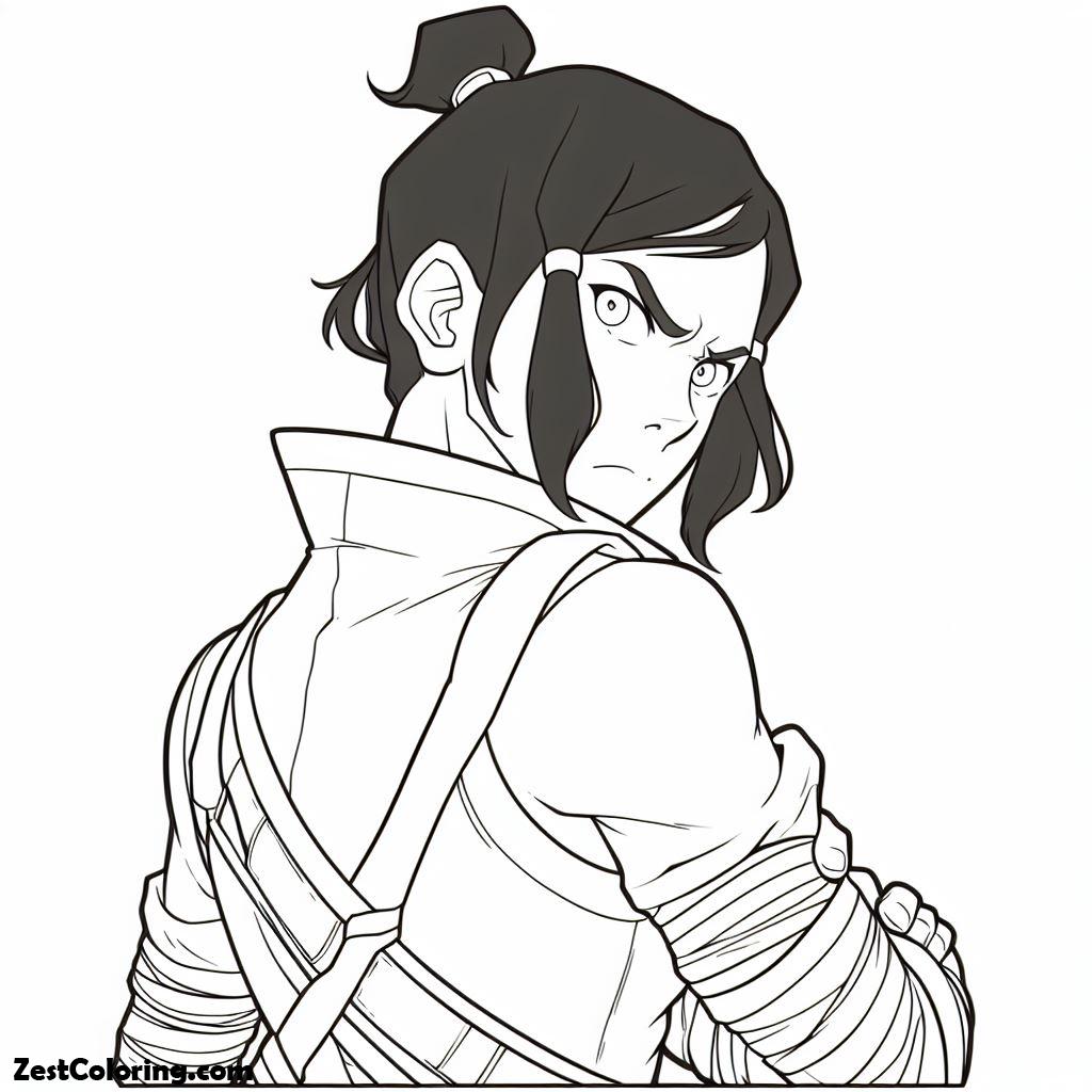 The Legend Of Kora, Avatar Korra Looks Angry Coloring Page: Avatar Korra Looks Angry Coloring PageFull Size Image