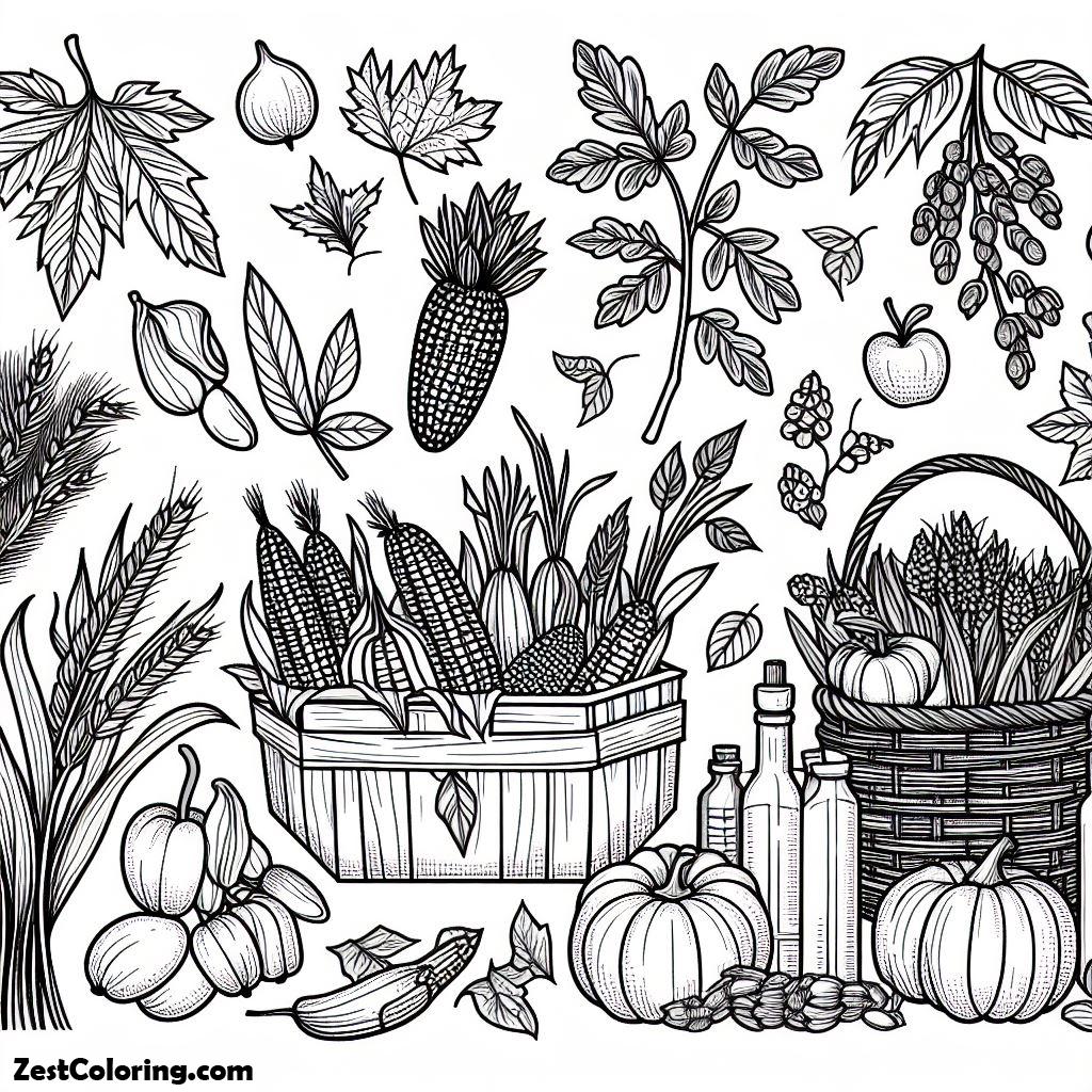 Awesome Harvest Crops In Autumn Season Coloring Page : Coloring for ...