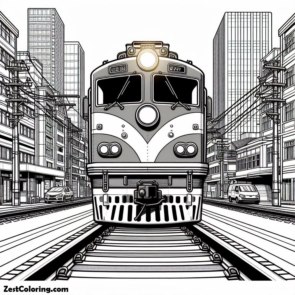 Train, Awsome Train Picture From Front Angle Coloring Page: Awsome Train Picture From Front Angle Coloring PageFull Size Image
