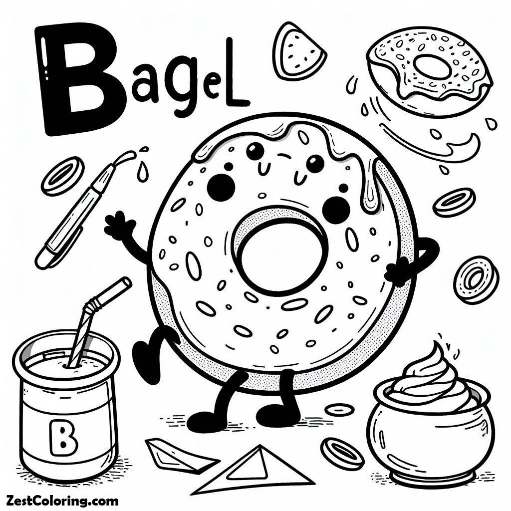 Alphabet B, B For Bagel Coloring Page: B For Bagel Coloring PageFull Size Image