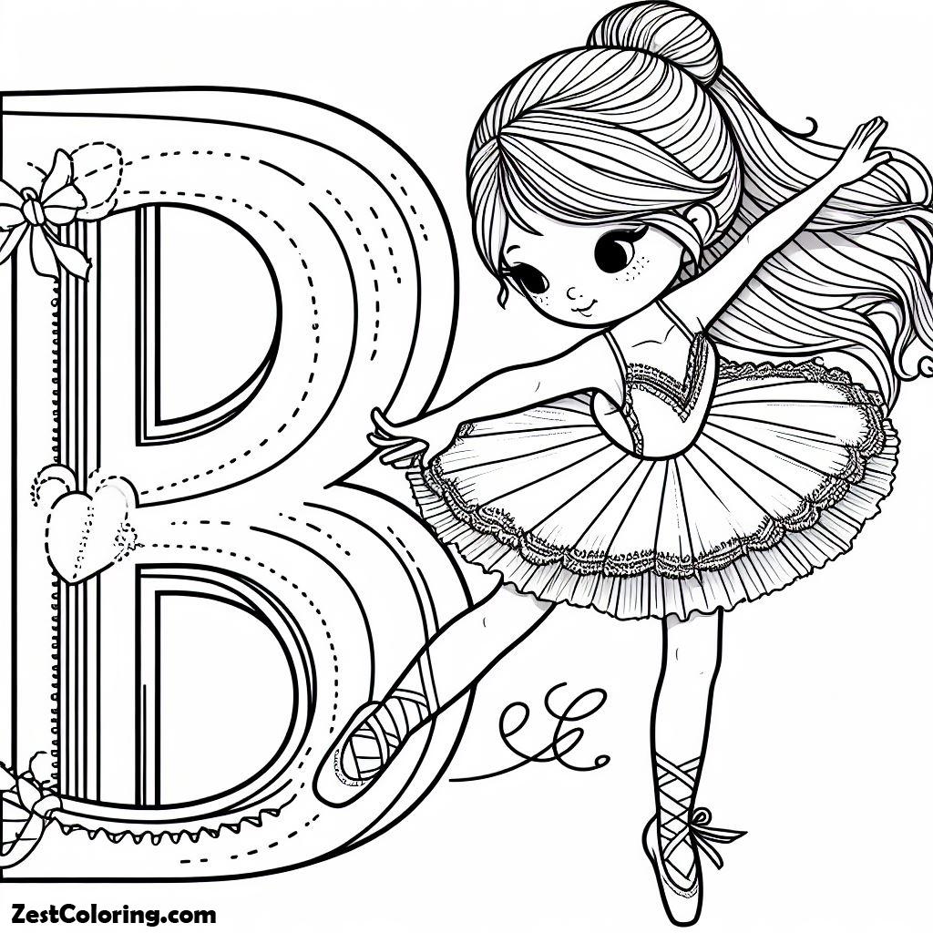 Alphabet B, B For Ballerina 1 Coloring Page: B For Ballerina 1 Coloring PageFull Size Image