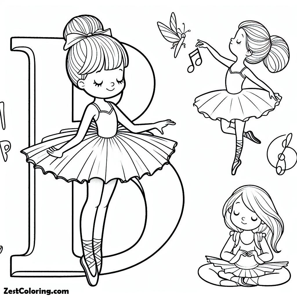 Alphabet B, B For Ballerina 3 Coloring Page: B For Ballerina 3 Coloring PageFull Size Image