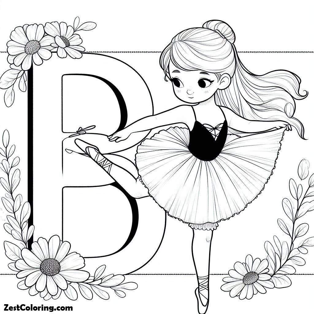 Alphabet B, B For Ballerina Coloring Page: B For Ballerina Coloring PageFull Size Image