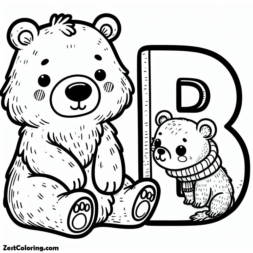 Alphabet B, B For Bear Coloring Page: B For Bear Coloring PageFull Size Image
