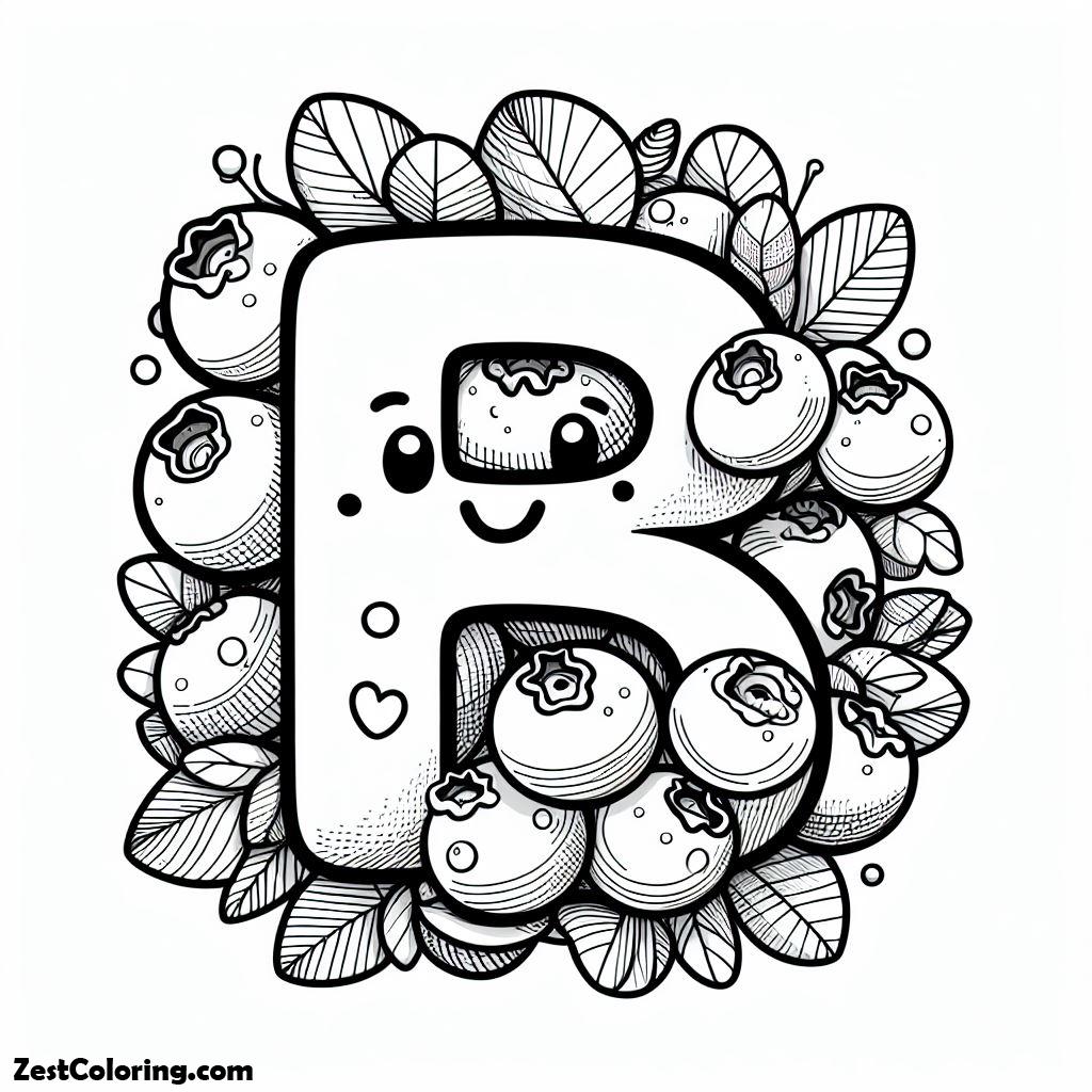 Alphabet A, B For Blueberries Coloring Page: B For Blueberries Coloring PageFull Size Image