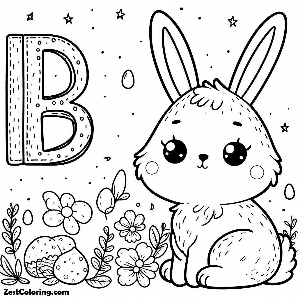 Alphabet B, B For Bunny Coloring Page: B For Bunny Coloring PageFull Size Image