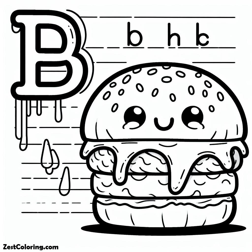 Alphabet A, B For Burger 1 Coloring Page: B For Burger 1 Coloring PageFull Size Image