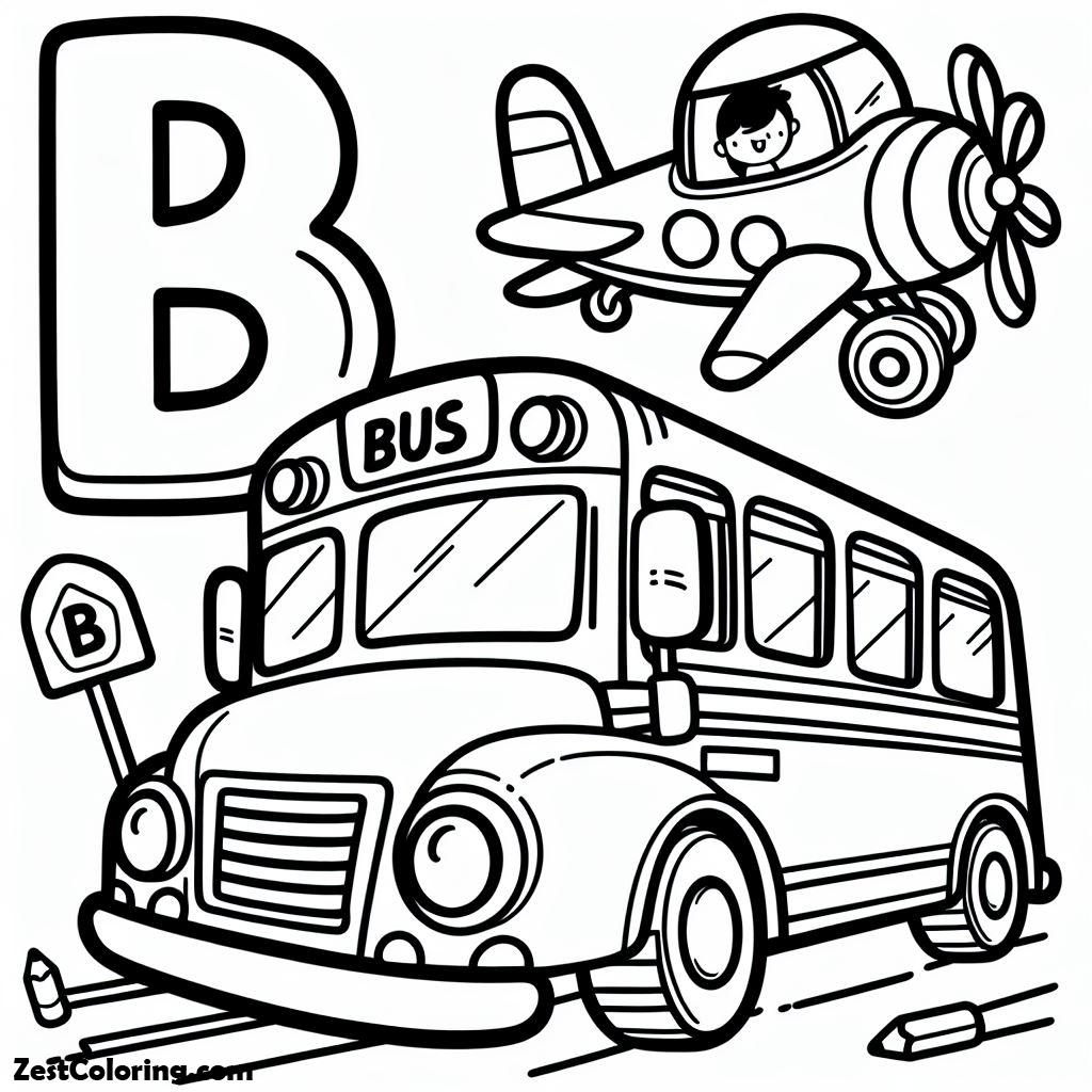 Alphabet B, B For Bus 1 Coloring Page: B For Bus 1 Coloring PageFull Size Image