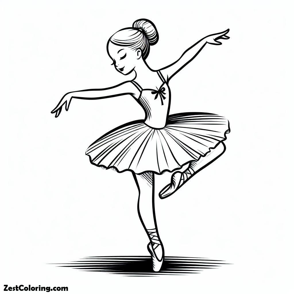 Ballerina, Ballerina Practicing Of Balance Coloring Page: Ballerina Practicing Of Balance Coloring PageFull Size Image