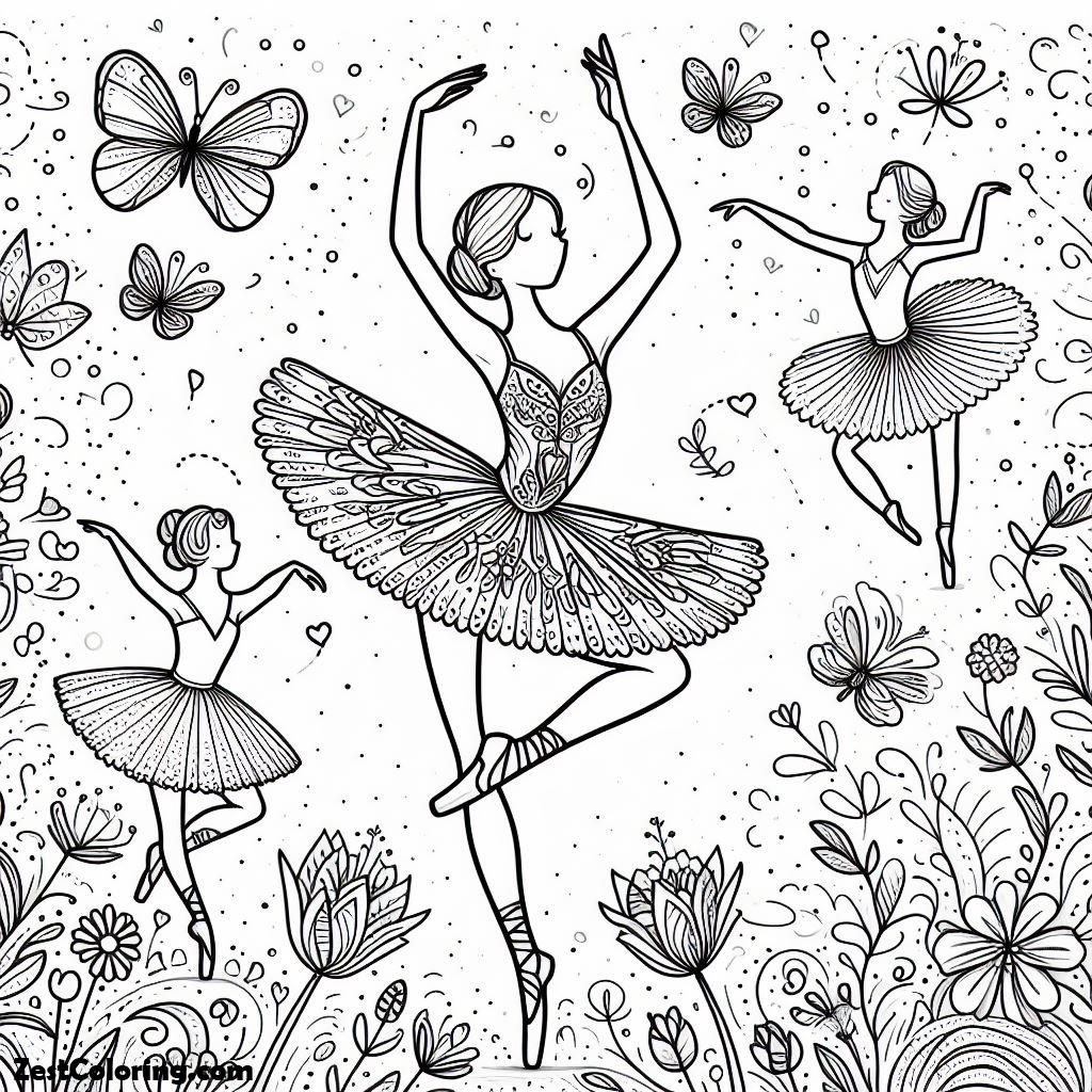 Ballerina, Beautiful Art From Ballerina’s Performing Coloring Page: Beautiful Art From Ballerina's Performing Coloring PageFull Size Image