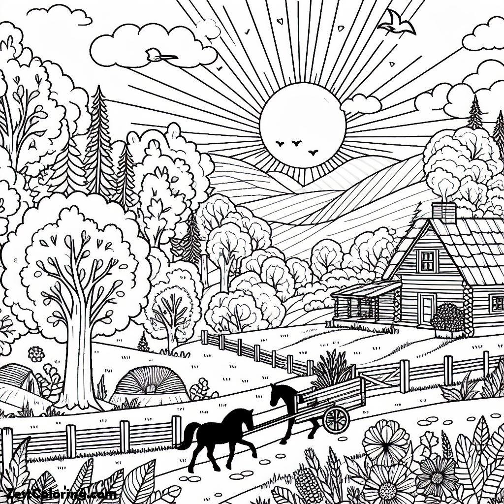 Autumn, Beautiful Autumn Season In My Country Coloring Page: Beautiful Autumn Season In My Country Coloring PageFull Size Image