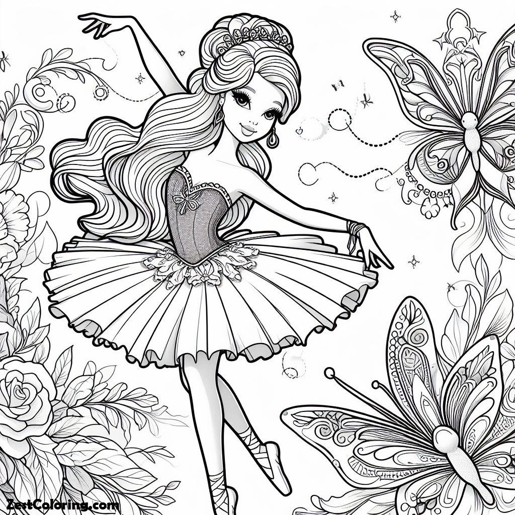 Ballerina, Beautiful Barbie Ballerina Coloring Page: Beautiful Barbie Ballerina Coloring PageFull Size Image