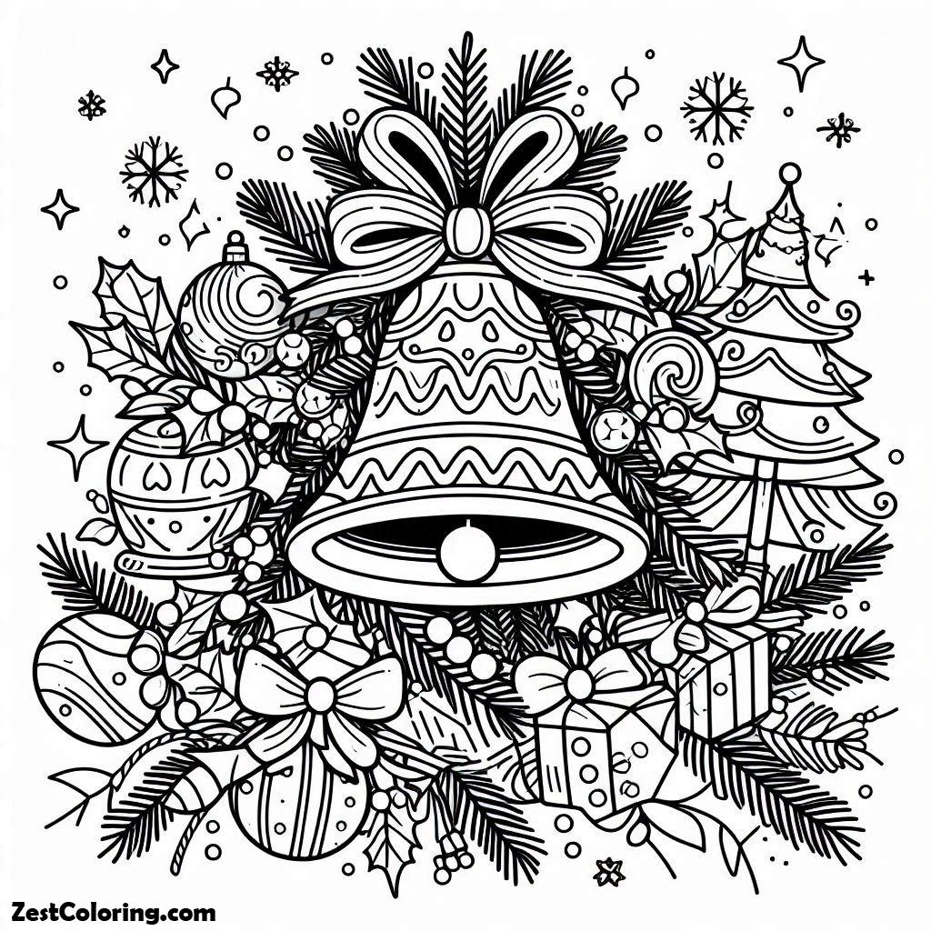 Christmas, Beautiful Christmas Bell Ornament On Christmas Coloring Page: Beautiful Christmas Bell Ornament On Christmas Coloring PageFull Size Image