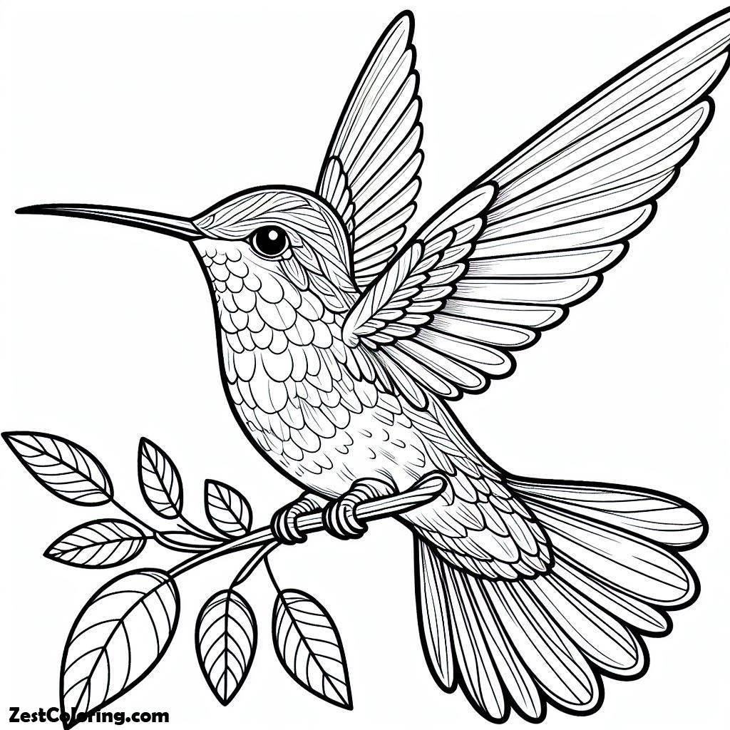 Bird, Beautiful Ruby Throated Hummingbird Coloring Page: Beautiful Ruby Throated Hummingbird Coloring PageFull Size Image