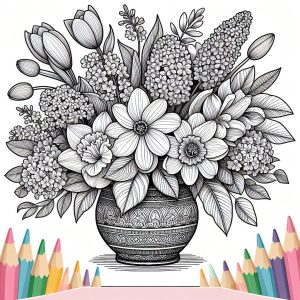 Beautiful Roses In Spring Flower Coloring Page : Coloring for Kids ...