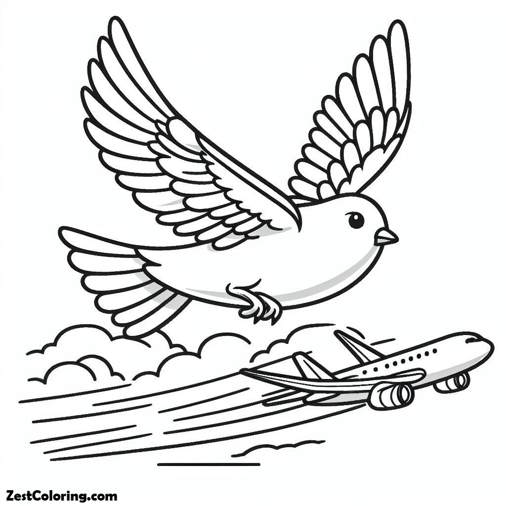 Bird, Bird Flying Like An Airplane Coloring Page: Bird Flying Like An Airplane Coloring PageFull Size Image