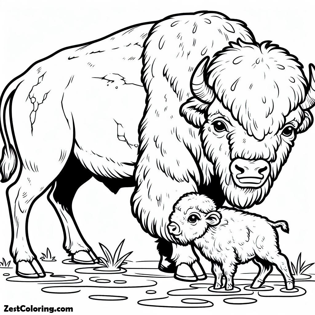 Bison Coloring Pages Kids Animals Grassland Buffalo Printable Animal