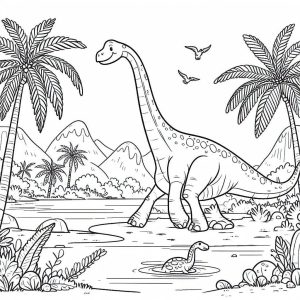 Pre History Animal Brachiosaurus Coloring Page : Coloring for Kids