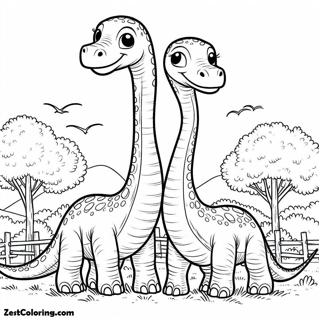 Brachiosaurus, Brachiosaurus Couple Coloring Page: Brachiosaurus Couple Coloring PageFull Size Image
