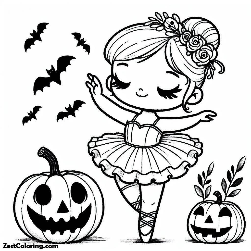 Ballerina, Brave Little Ballerina Of Halloween Coloring Page: Brave Little Ballerina Of Halloween Coloring PageFull Size Image